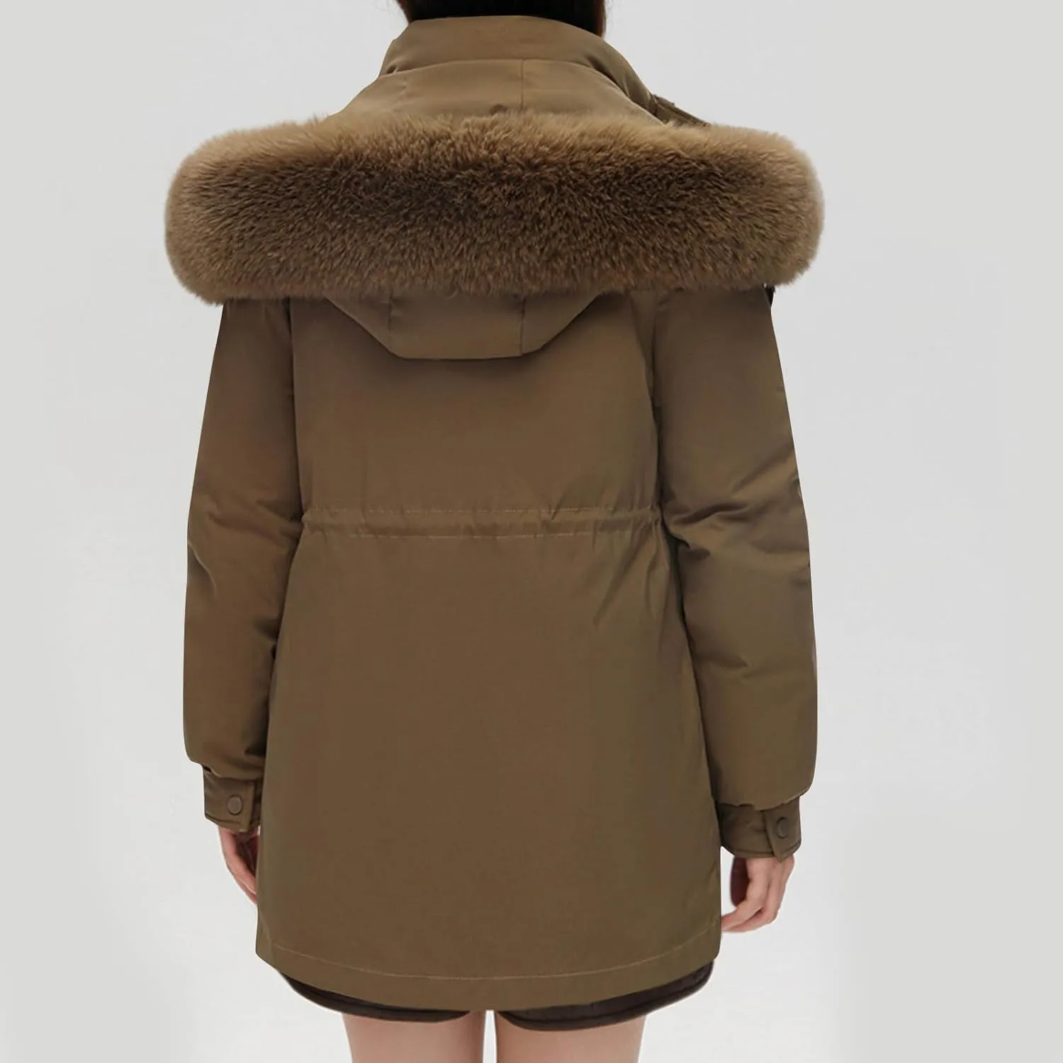 Snow Jackets for Women Winter Thermal Puffer Jacket Slim Fit Thickened Down Jackets Fuzzy Hooded Soild Parka Coats