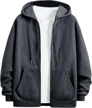 SOLY HUX Men's Hoodies Zip Up Sweatshirt Drawstring Long Sleeve Casual Jacket