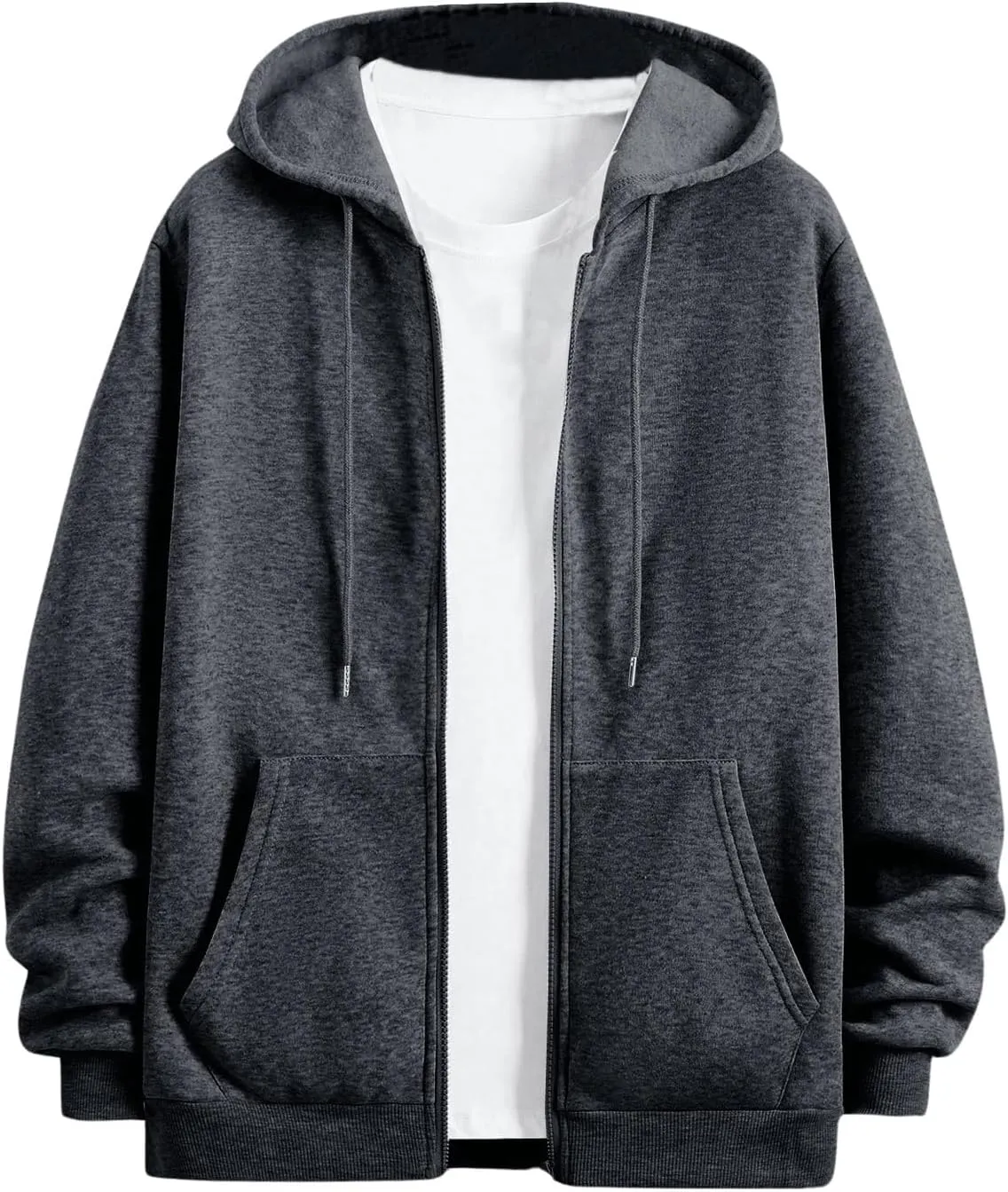 SOLY HUX Men's Hoodies Zip Up Sweatshirt Drawstring Long Sleeve Casual Jacket