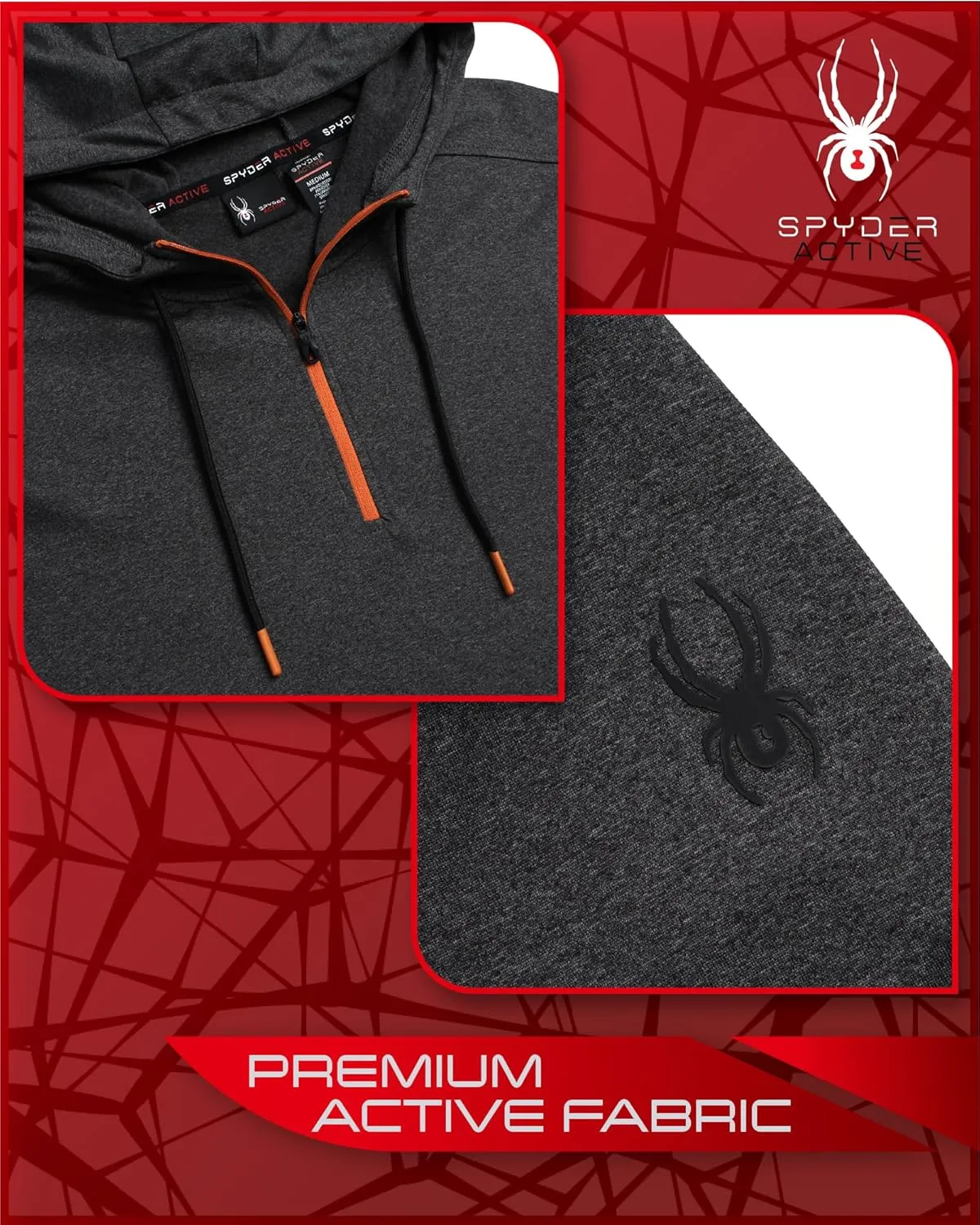 Spyder Men's Pullover Hoodie - Quarter Zip Comfort Fit Hoodie Sweatshirt with Reflective Trim - Active Hoodie for Men (S-XL)