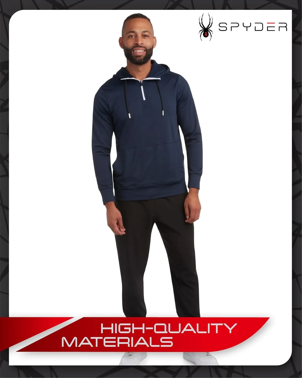 Spyder Men's Pullover Hoodie - Quarter Zip Comfort Fit Hoodie Sweatshirt with Reflective Trim - Active Hoodie for Men (S-XL)