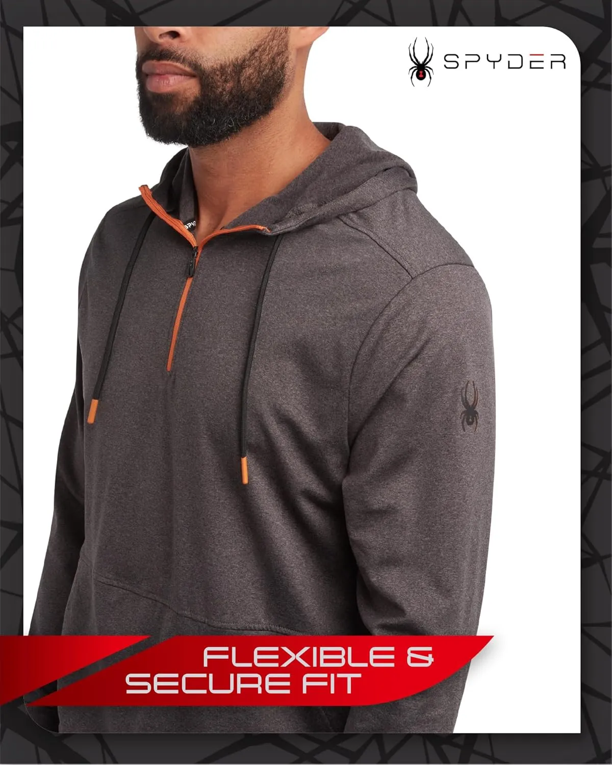 Spyder Men's Pullover Hoodie - Quarter Zip Comfort Fit Hoodie Sweatshirt with Reflective Trim - Active Hoodie for Men (S-XL)
