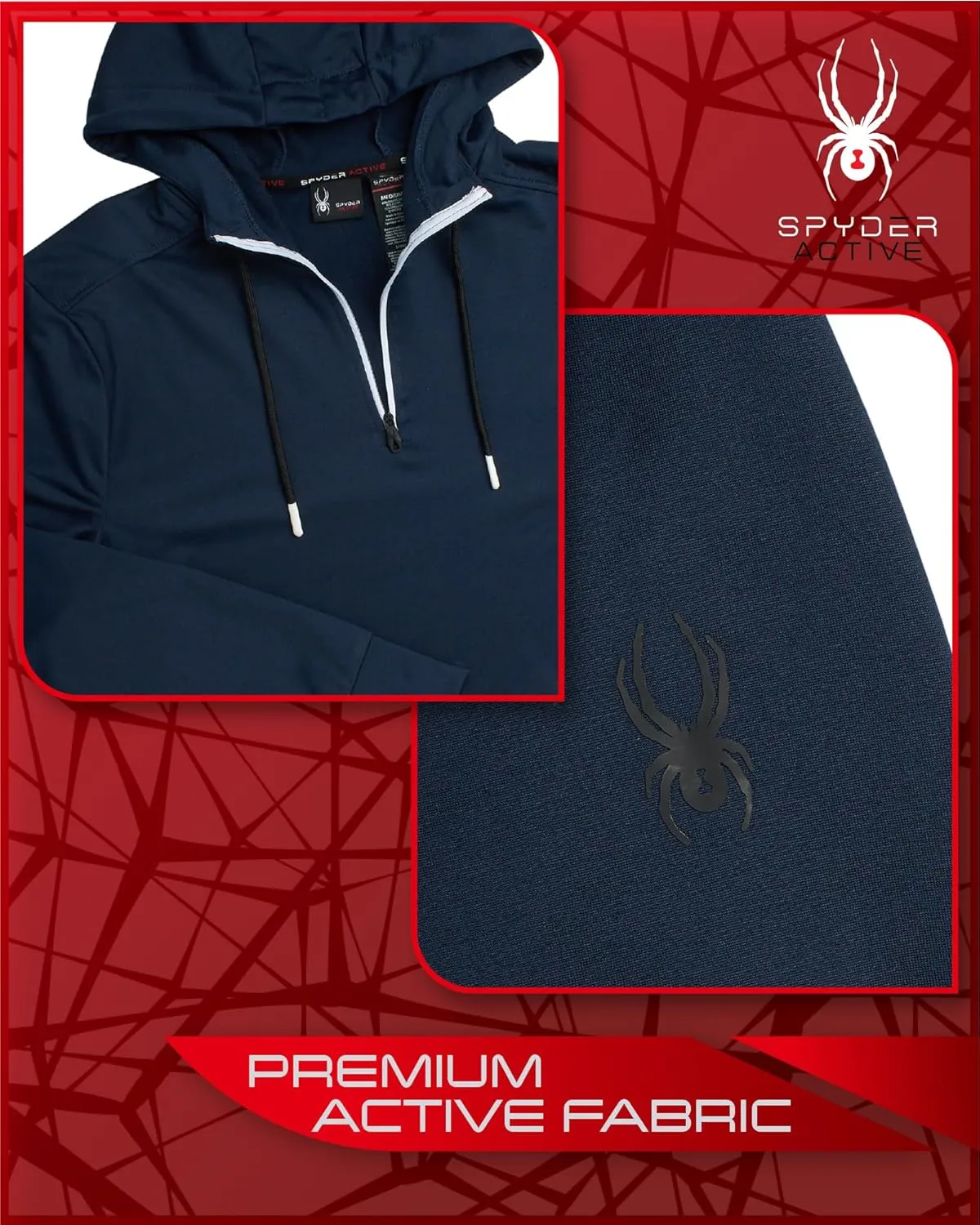 Spyder Men's Pullover Hoodie - Quarter Zip Comfort Fit Hoodie Sweatshirt with Reflective Trim - Active Hoodie for Men (S-XL)