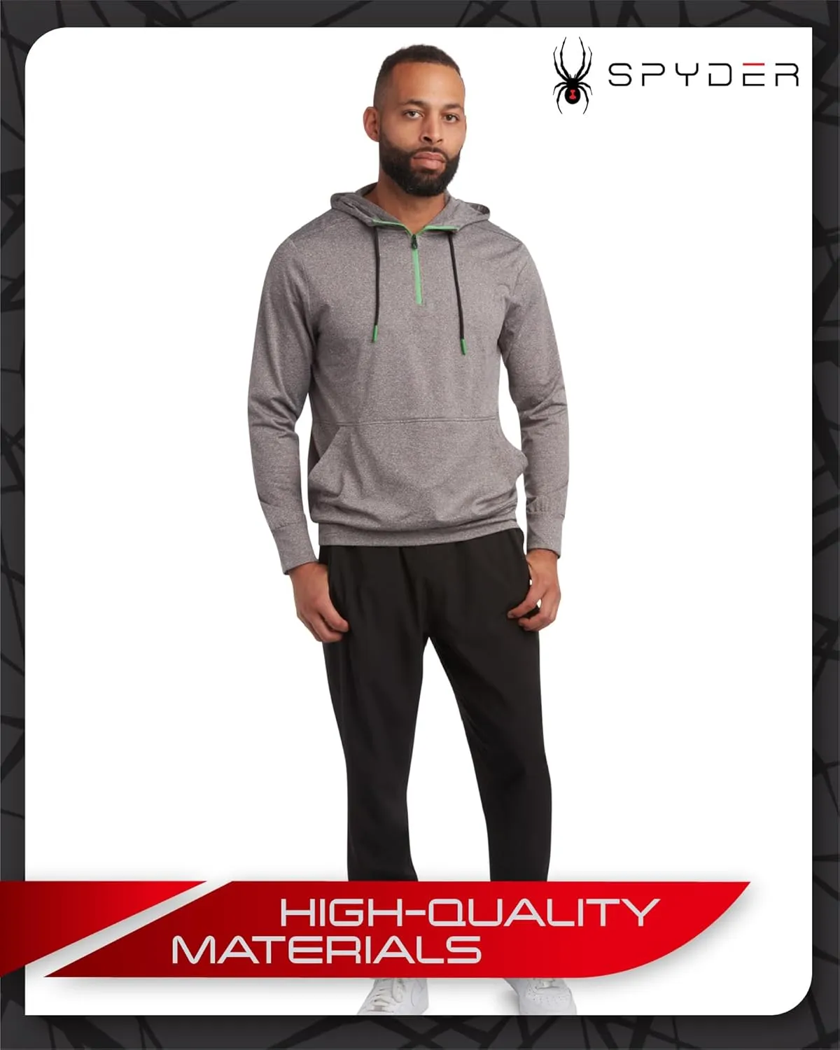 Spyder Men's Pullover Hoodie - Quarter Zip Comfort Fit Hoodie Sweatshirt with Reflective Trim - Active Hoodie for Men (S-XL)