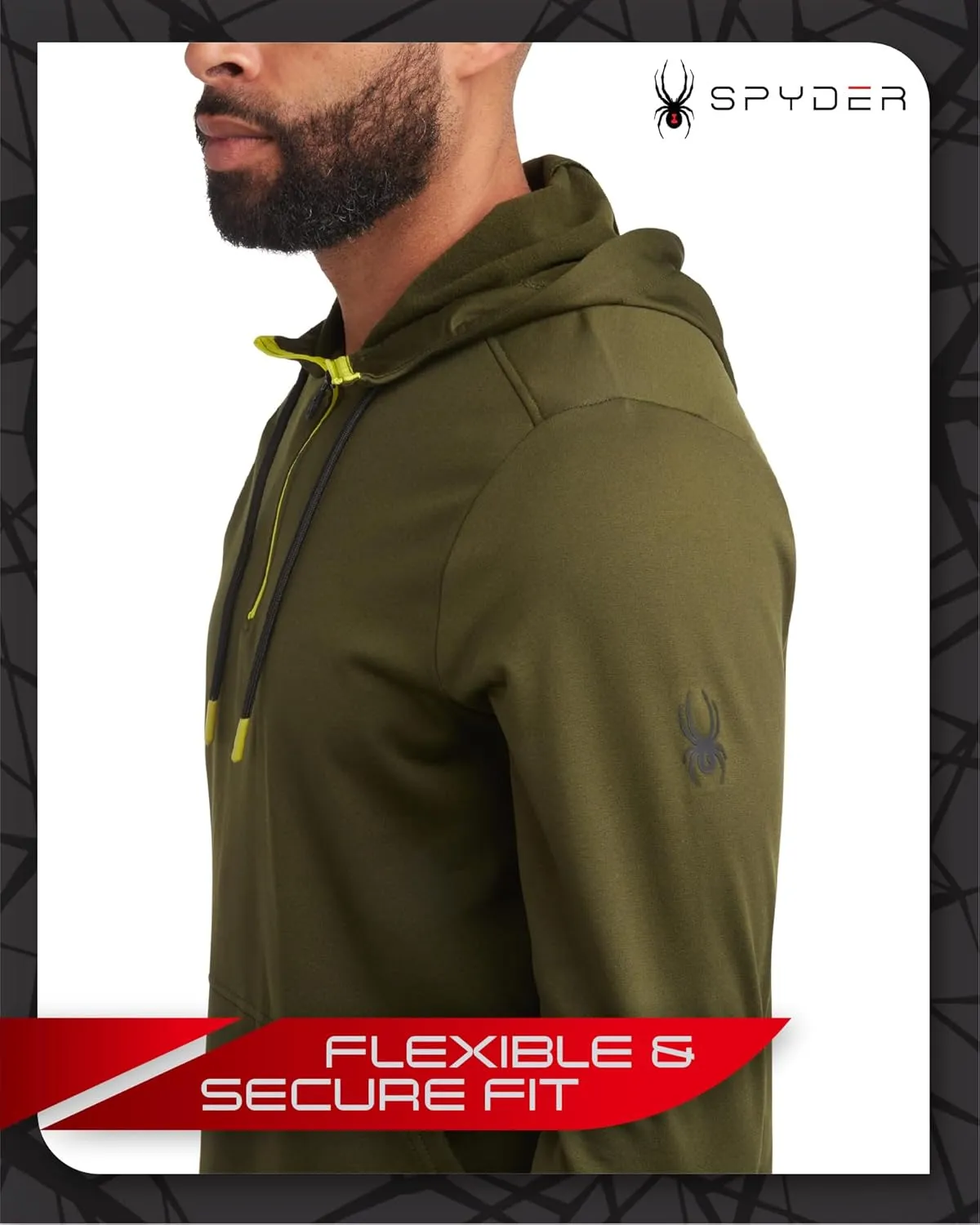 Spyder Men's Pullover Hoodie - Quarter Zip Comfort Fit Hoodie Sweatshirt with Reflective Trim - Active Hoodie for Men (S-XL)