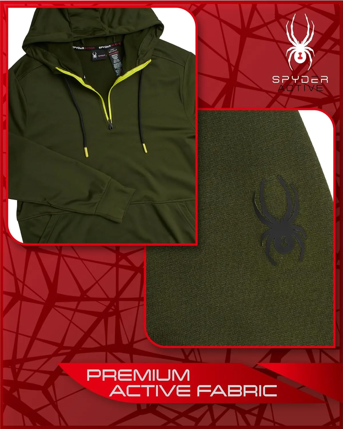 Spyder Men's Pullover Hoodie - Quarter Zip Comfort Fit Hoodie Sweatshirt with Reflective Trim - Active Hoodie for Men (S-XL)