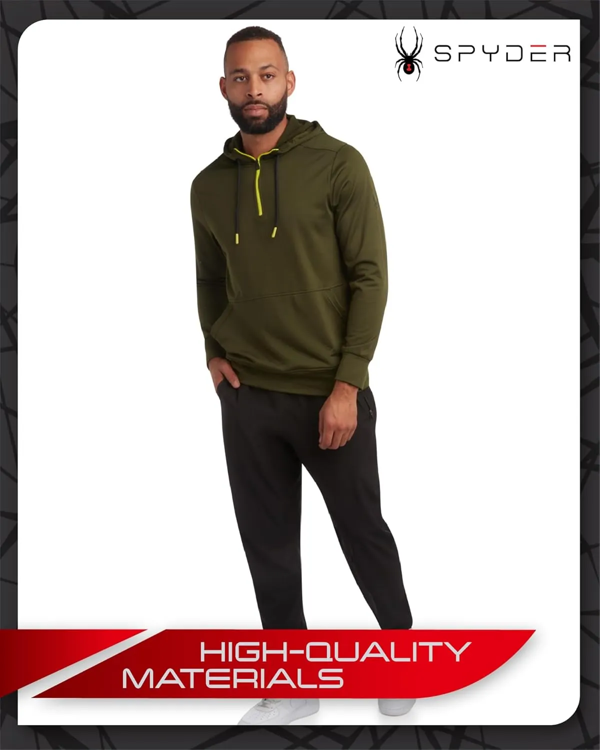 Spyder Men's Pullover Hoodie - Quarter Zip Comfort Fit Hoodie Sweatshirt with Reflective Trim - Active Hoodie for Men (S-XL)