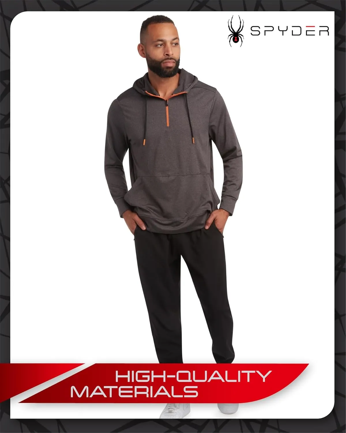 Spyder Men's Pullover Hoodie - Quarter Zip Comfort Fit Hoodie Sweatshirt with Reflective Trim - Active Hoodie for Men (S-XL)