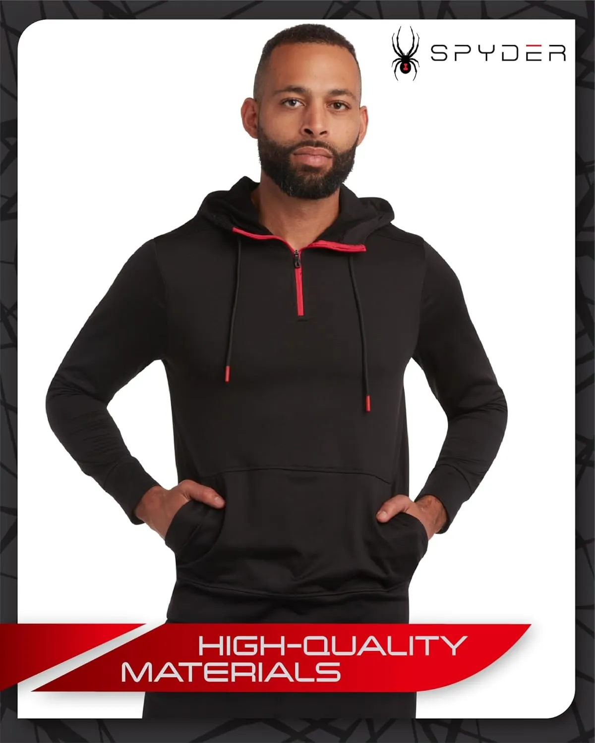 Spyder Men's Pullover Hoodie - Quarter Zip Comfort Fit Hoodie Sweatshirt with Reflective Trim - Active Hoodie for Men (S-XL)