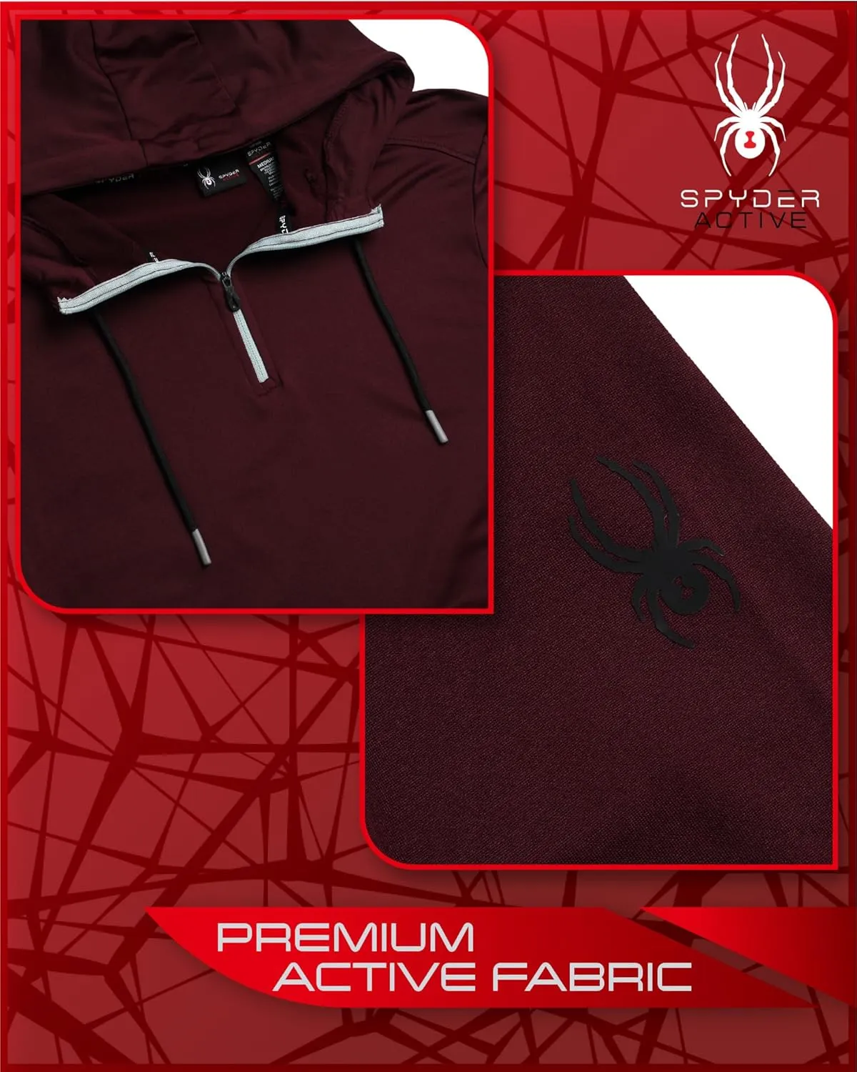 Spyder Men's Pullover Hoodie - Quarter Zip Comfort Fit Hoodie Sweatshirt with Reflective Trim - Active Hoodie for Men (S-XL)