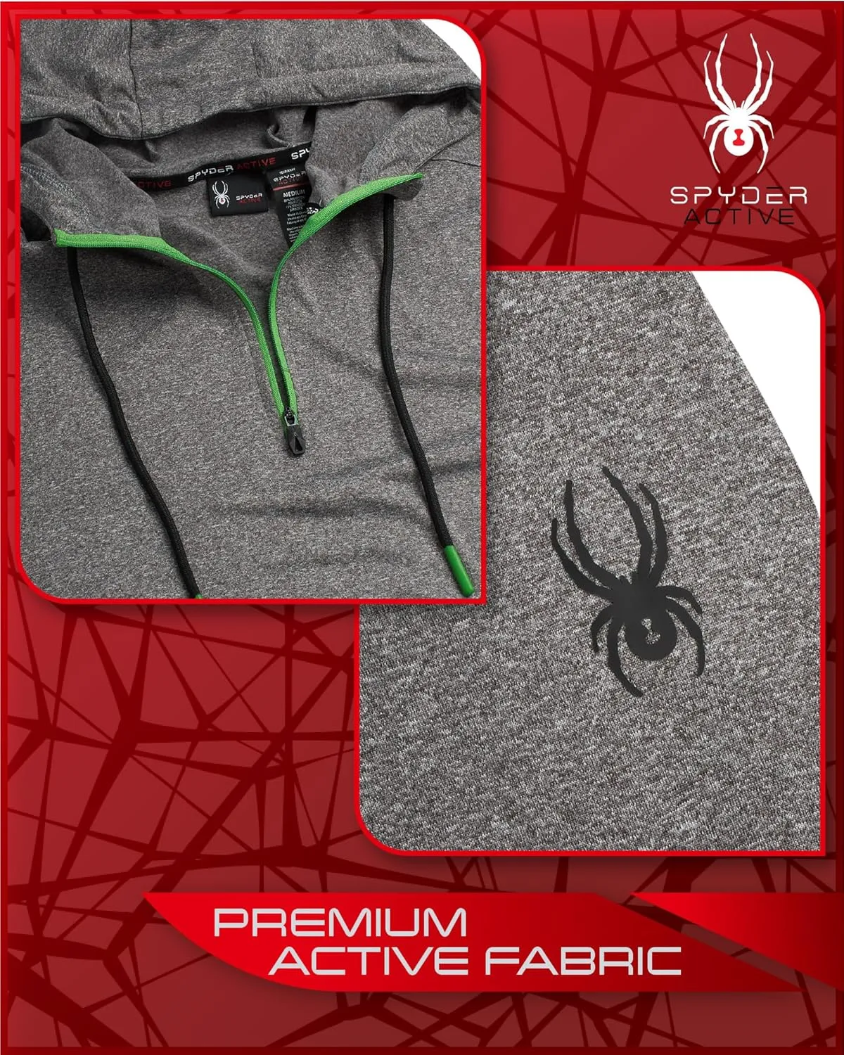 Spyder Men's Pullover Hoodie - Quarter Zip Comfort Fit Hoodie Sweatshirt with Reflective Trim - Active Hoodie for Men (S-XL)