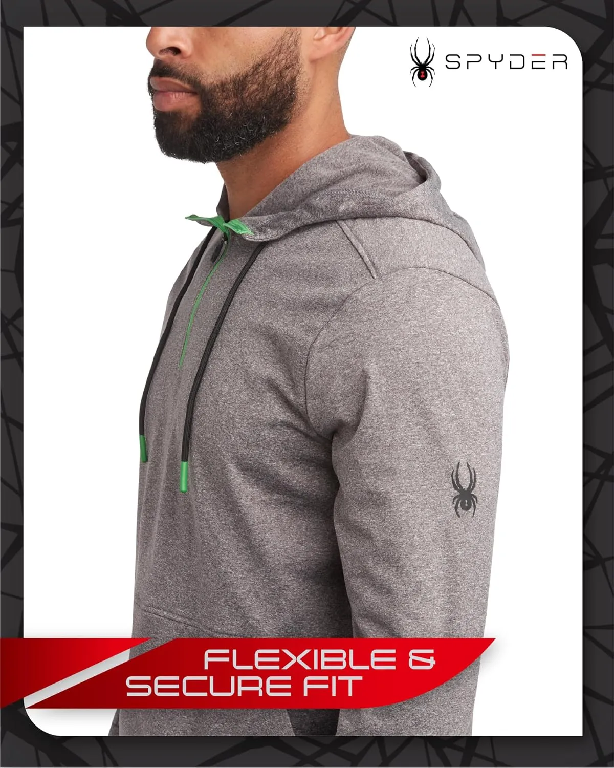 Spyder Men's Pullover Hoodie - Quarter Zip Comfort Fit Hoodie Sweatshirt with Reflective Trim - Active Hoodie for Men (S-XL)