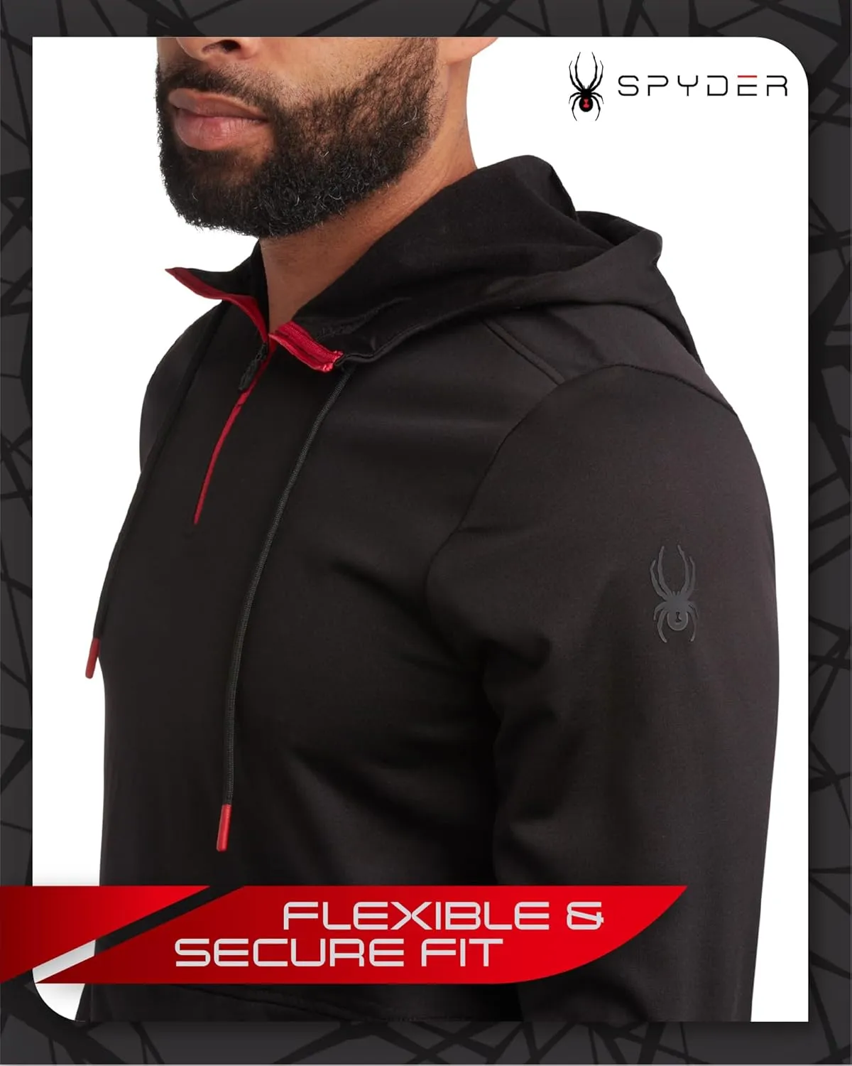 Spyder Men's Pullover Hoodie - Quarter Zip Comfort Fit Hoodie Sweatshirt with Reflective Trim - Active Hoodie for Men (S-XL)