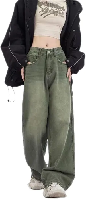 Straight Leg Jeans for Women High Waisted Boyfried Denim Pants Ripped Distressed with Pockets Baggy Jean Trousers