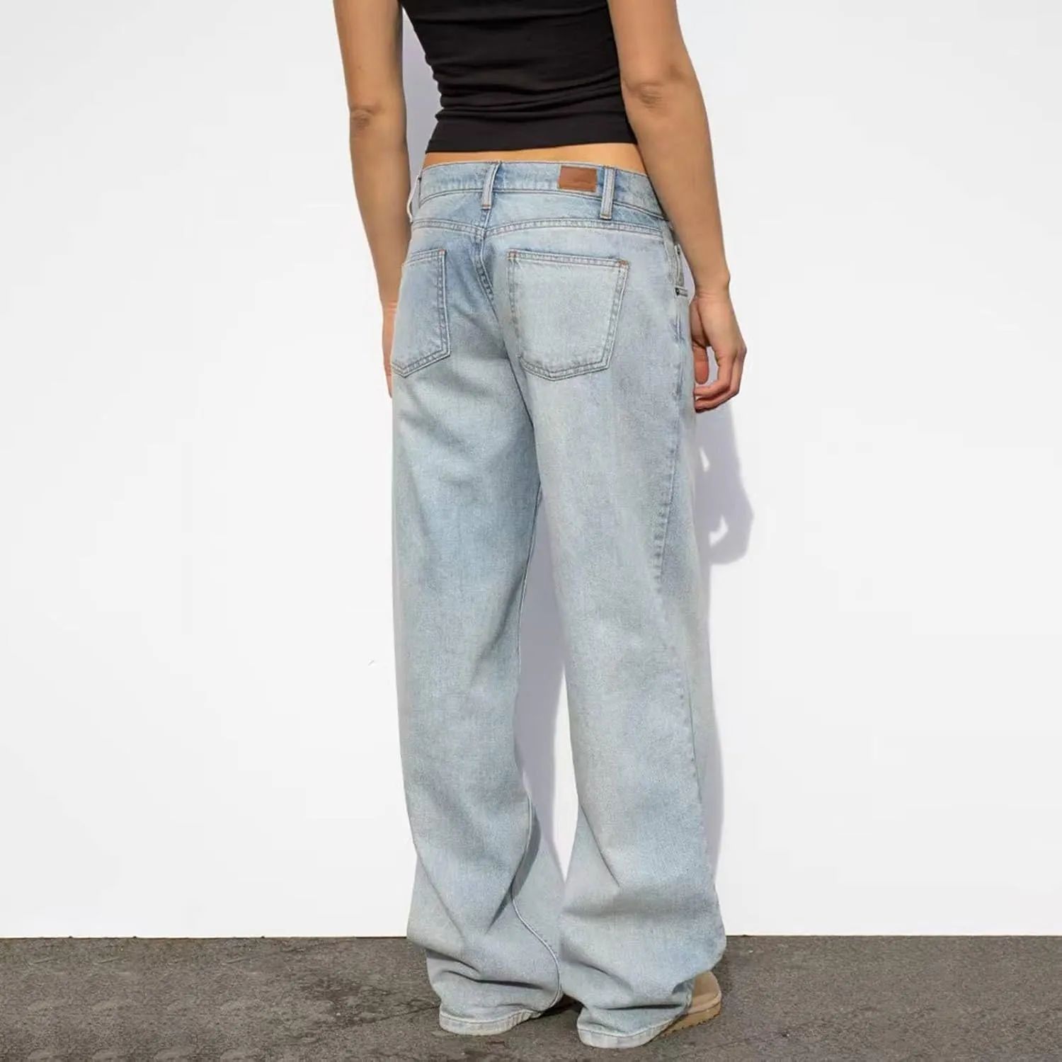 Straight Leg Jeans for Women,High Waisted Wide Leg Loose Microelastic Boyfriend Denim Pants