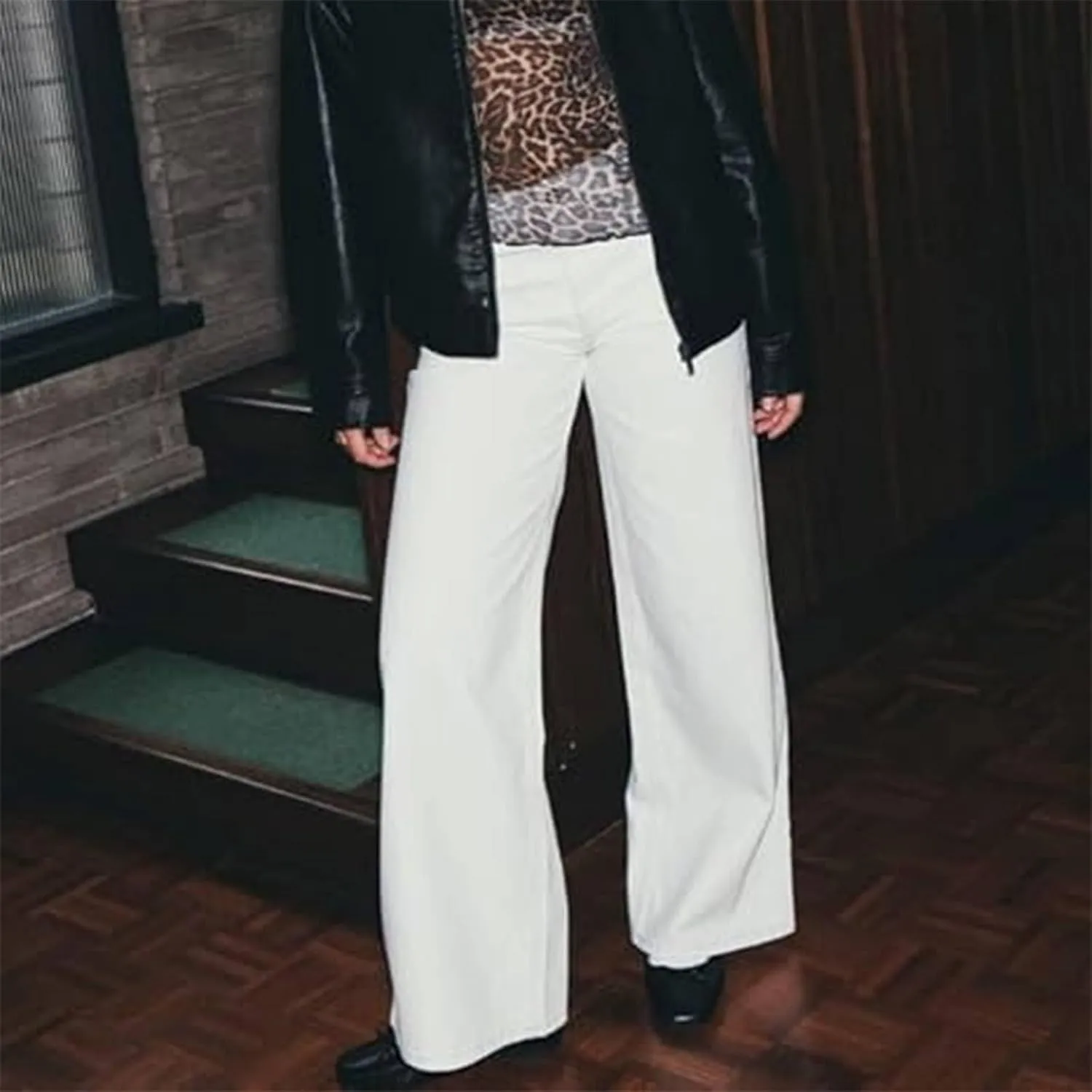 Straight Leg Jeans for Women,High Waisted Wide Leg Loose Microelastic Boyfriend Denim Pants