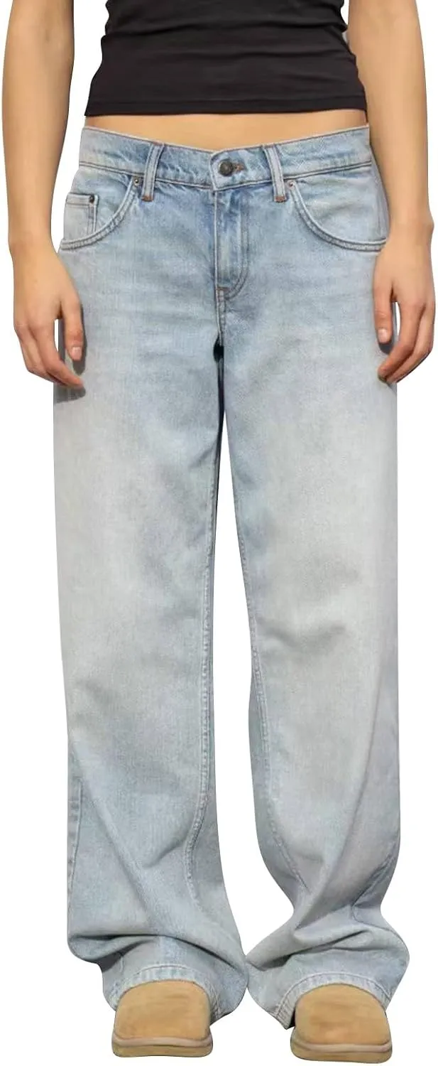 Straight Leg Jeans for Women,High Waisted Wide Leg Loose Microelastic Boyfriend Denim Pants
