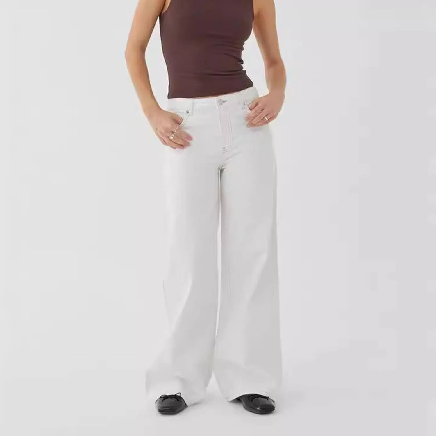 Straight Leg Jeans for Women,High Waisted Wide Leg Loose Microelastic Boyfriend Denim Pants