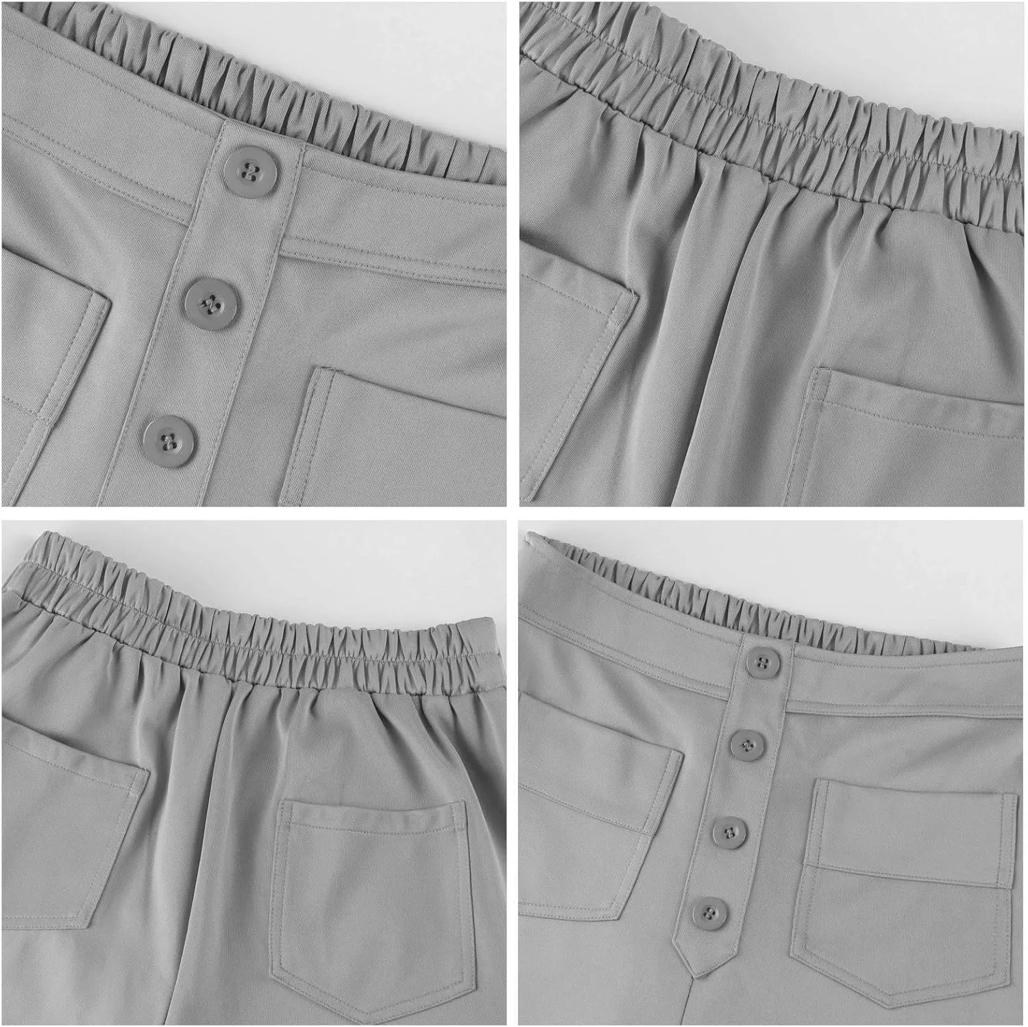 Straight Leg Pants Women Elastic High Waisted Dress Pants Multi Pockets Business Casual Trouser Pants Slacks