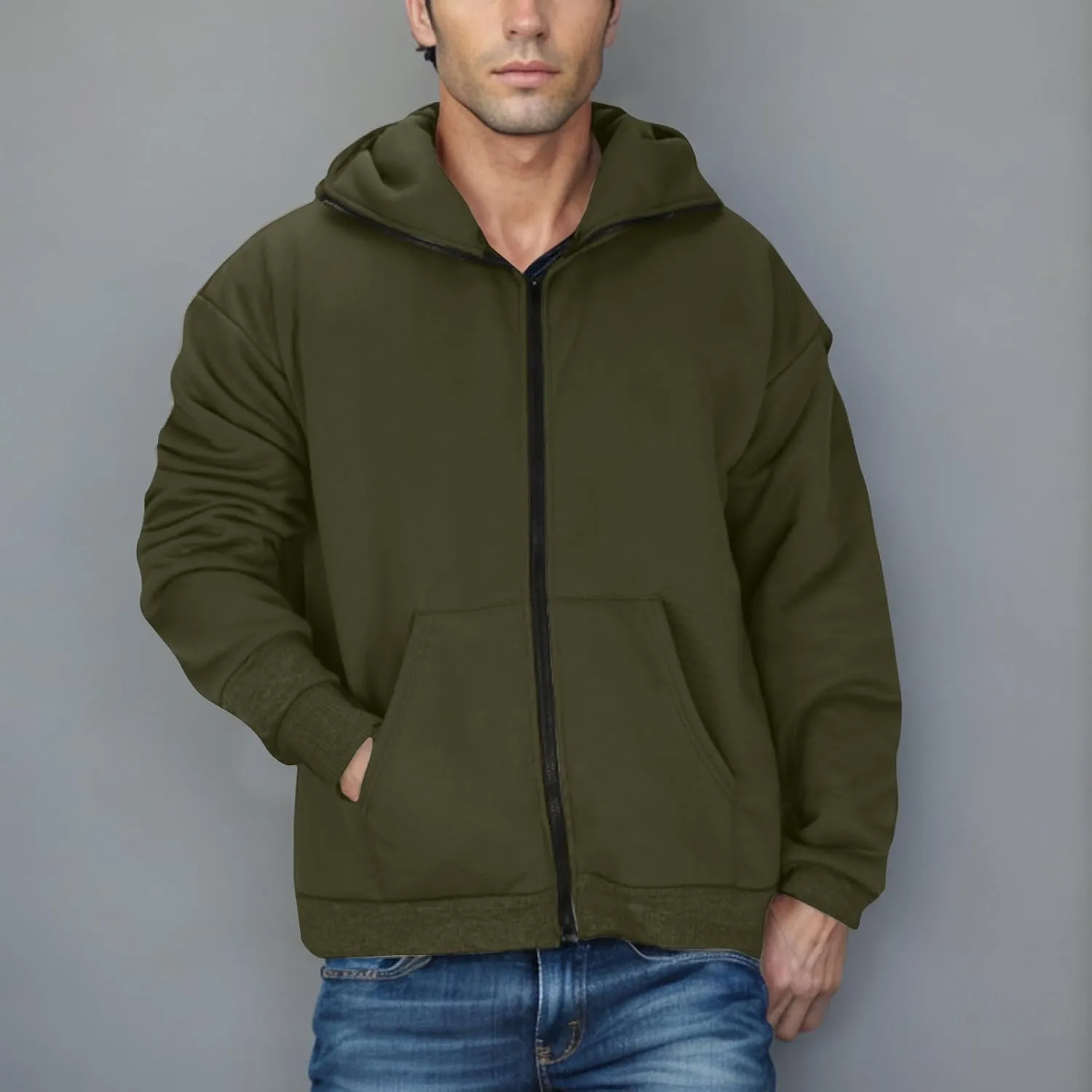 Streetwear Fleece Hoodies for Men with Mask 2025 Thermal Winter Double Hat Hooded Sweatshirt Outdoor Sports Jacket