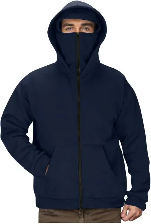Streetwear Fleece Hoodies for Men with Mask 2025 Thermal Winter Double Hat Hooded Sweatshirt Outdoor Sports Jacket