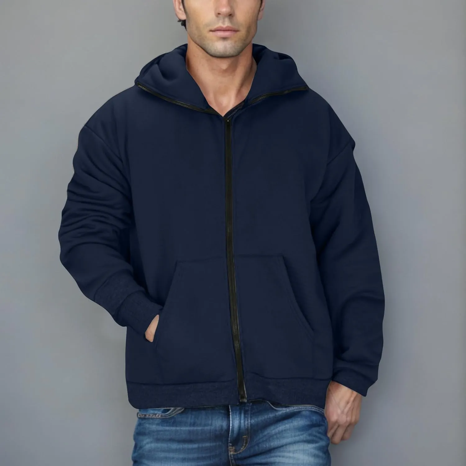 Streetwear Fleece Hoodies for Men with Mask 2025 Thermal Winter Double Hat Hooded Sweatshirt Outdoor Sports Jacket