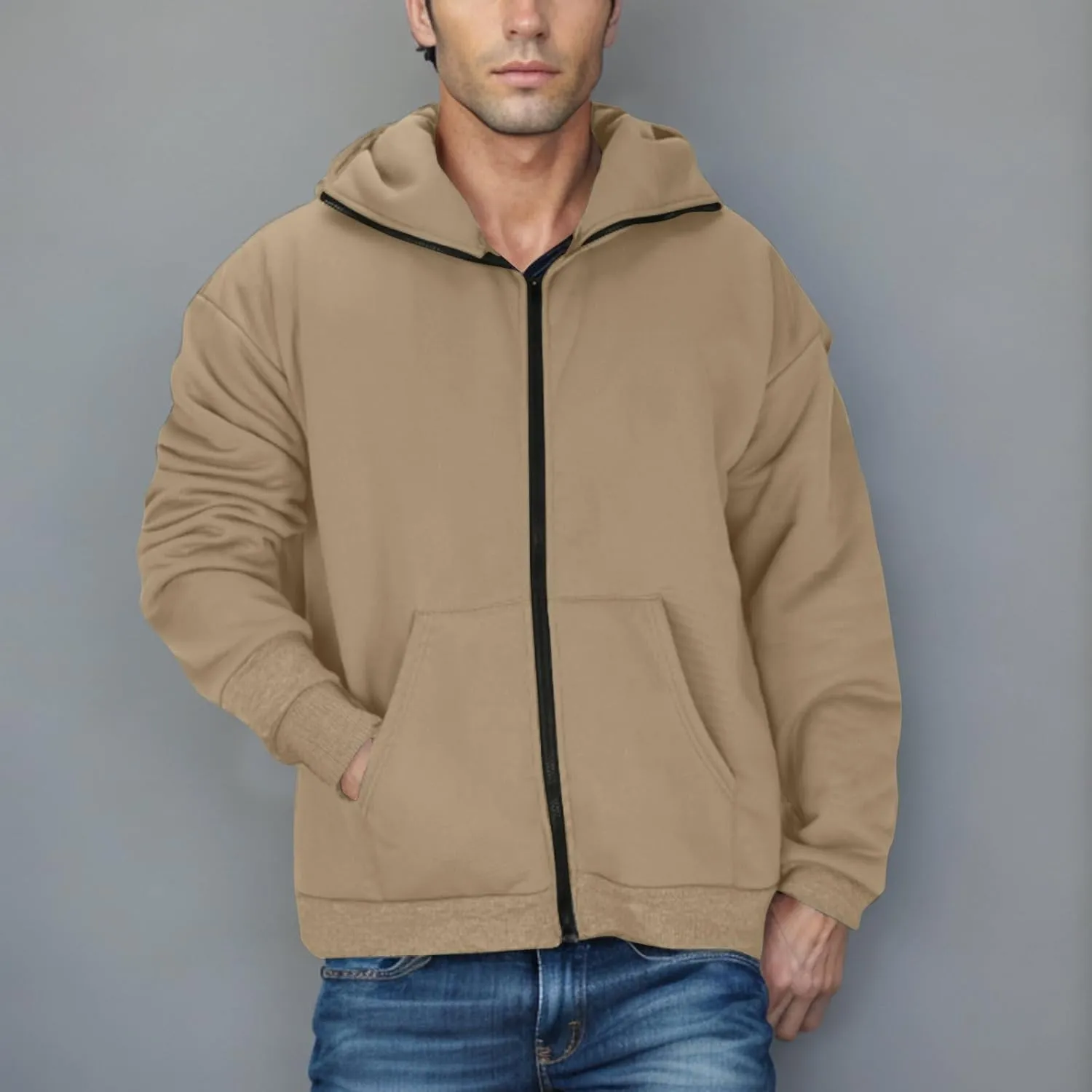Streetwear Fleece Hoodies for Men with Mask 2025 Thermal Winter Double Hat Hooded Sweatshirt Outdoor Sports Jacket