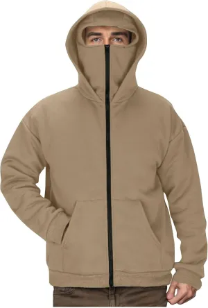 Streetwear Fleece Hoodies for Men with Mask 2025 Thermal Winter Double Hat Hooded Sweatshirt Outdoor Sports Jacket