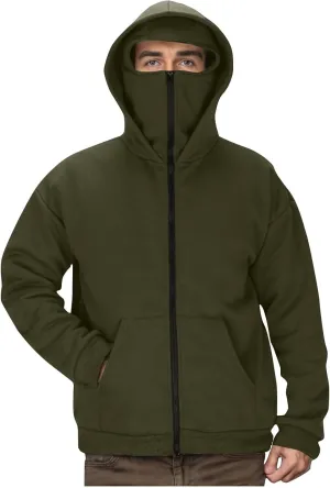 Streetwear Fleece Hoodies for Men with Mask 2025 Thermal Winter Double Hat Hooded Sweatshirt Outdoor Sports Jacket