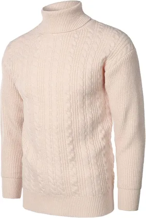 Sweaters for Men Men's Solid Turtleneck Sweaters Long Sleeve Slim Fit Ribbed Knit Wool Thermal Pullover Sweatshirts