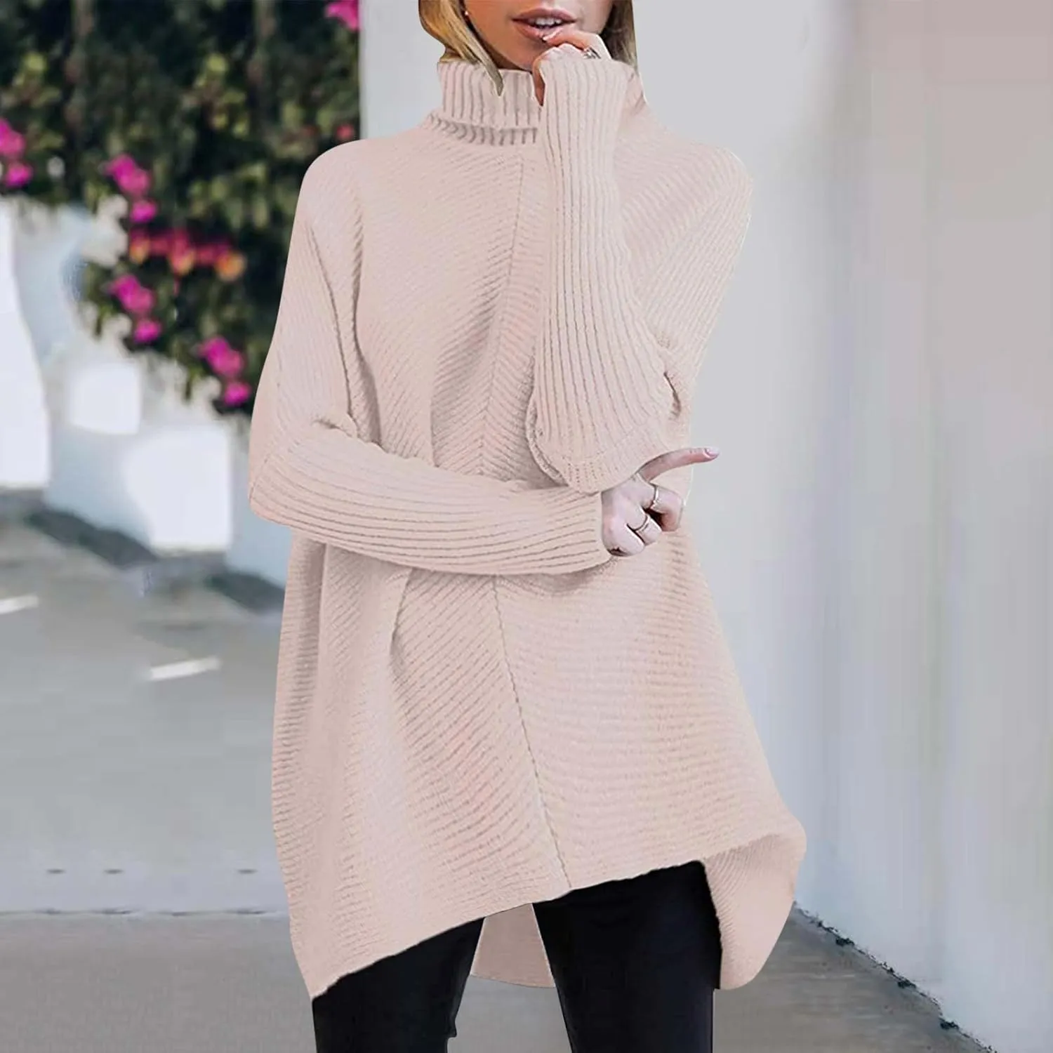 Sweaters Womens Oversized Turtleneck Batwing Long Sleeve Casual Cozy Baggy Knit Pullover Tunic Sweater 2024 Fall Outfits