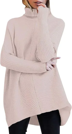 Sweaters Womens Oversized Turtleneck Batwing Long Sleeve Casual Cozy Baggy Knit Pullover Tunic Sweater 2024 Fall Outfits
