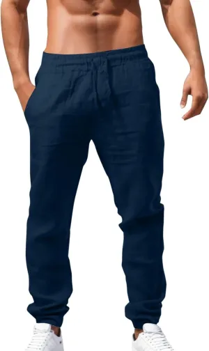 Sweatpants for Men Summer Drawstring Elastic Waist Fit Pockets Comfortable Leisure Style Sport Clothes Fresh Joggers