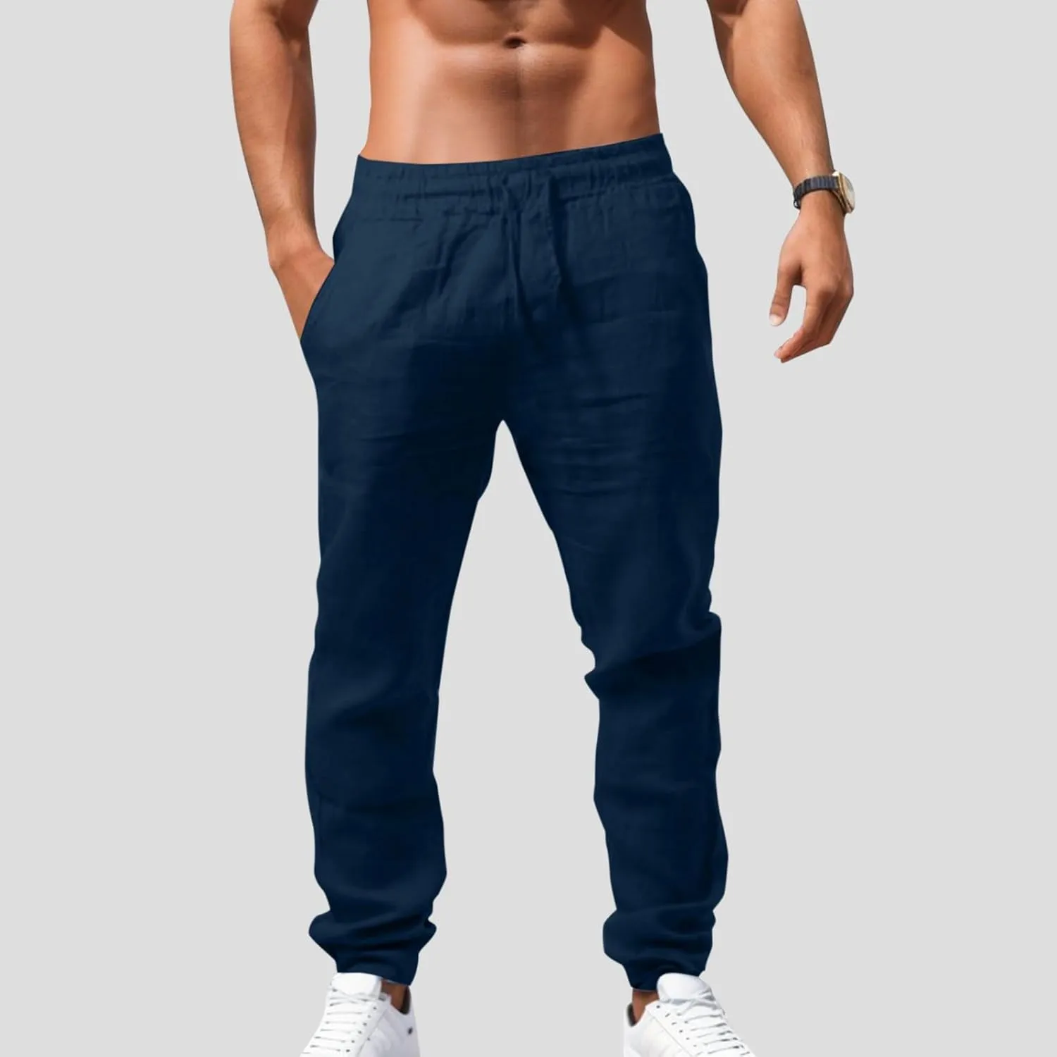 Sweatpants for Men Summer Drawstring Elastic Waist Fit Pockets Comfortable Leisure Style Sport Clothes Fresh Joggers
