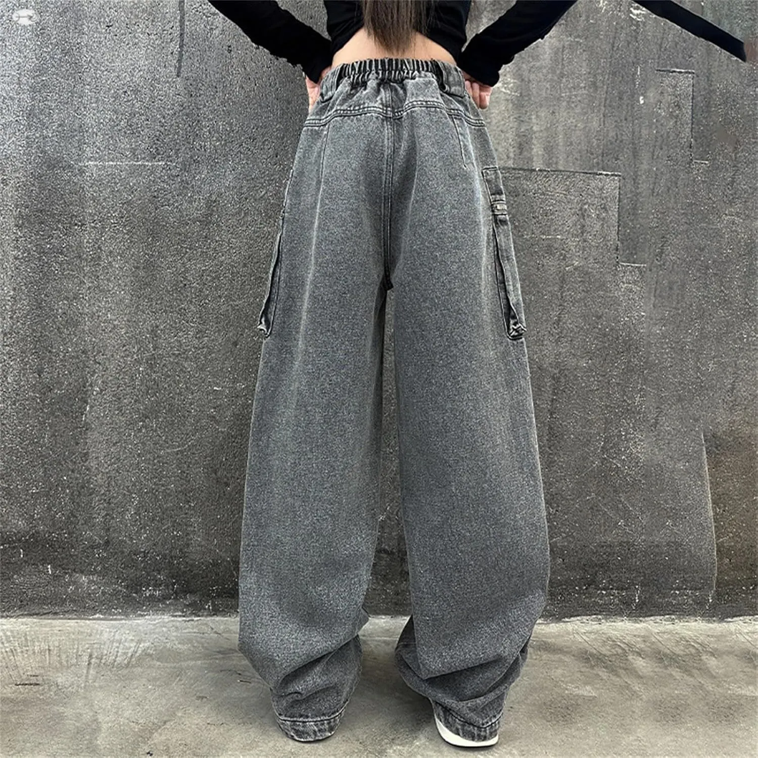 Teen Girls Baggy Ripped Jeans Cute Star High Waist Wide Leg Cargo Denim Pants Kids Girl Aesthetic Y2K Skinny Trousers
