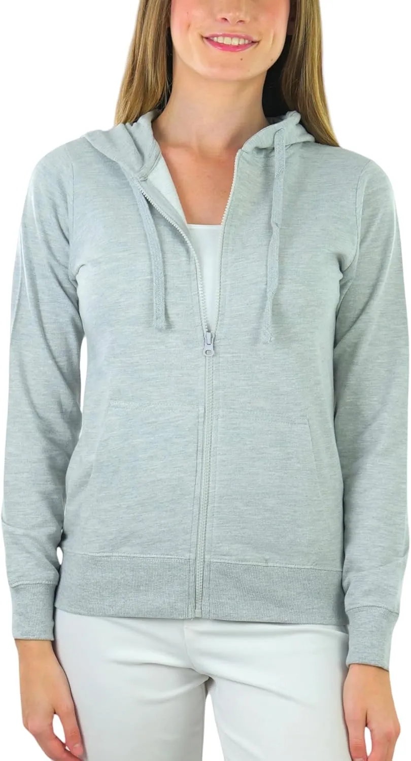 ToBeInStyle Women's Thin Fabric Long Sleeve Kangaroo Pocket Zip Up Hoodie