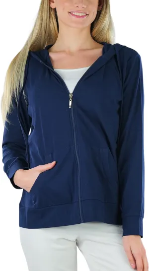 ToBeInStyle Women's Thin Fabric Long Sleeve Kangaroo Pocket Zip Up Hoodie