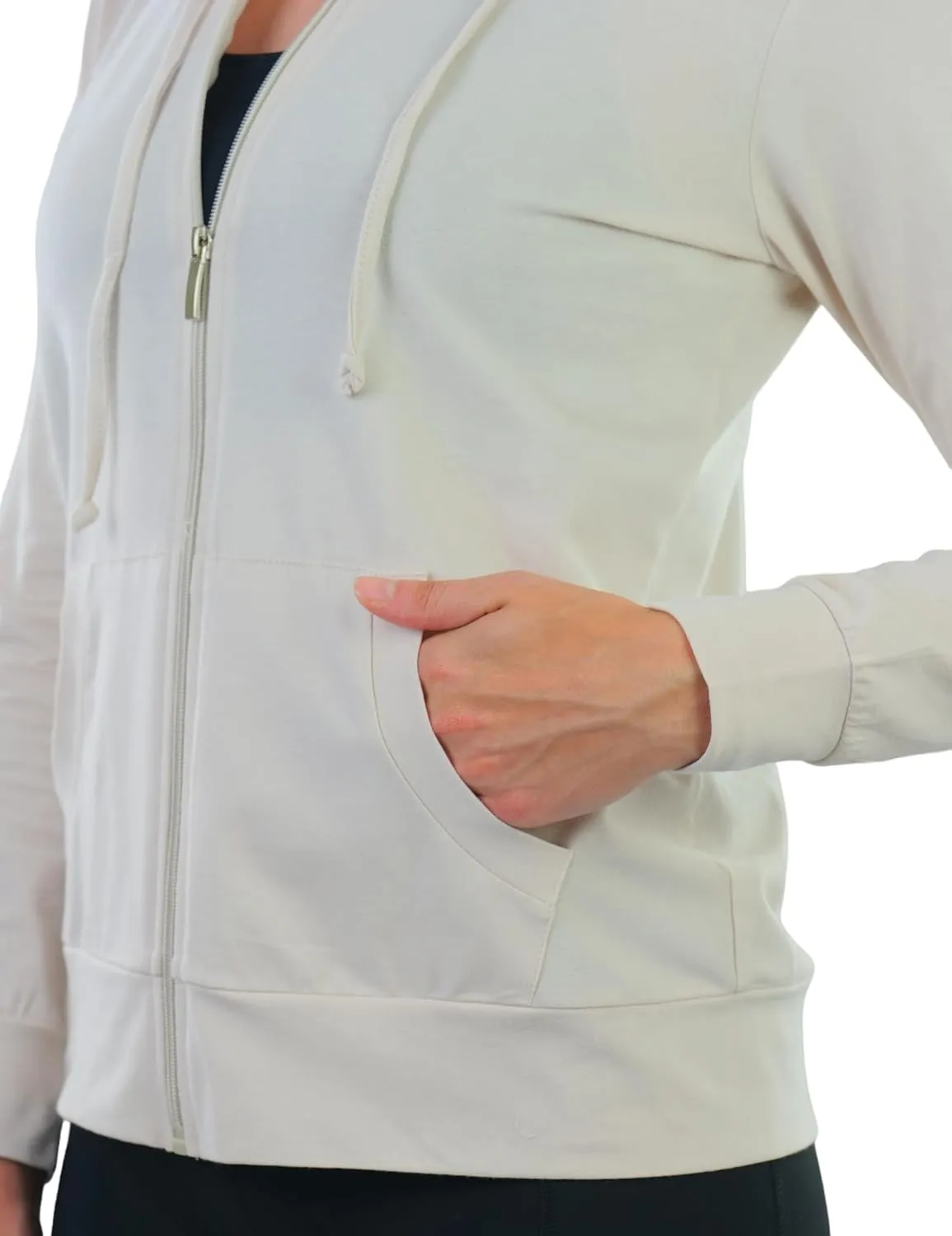 ToBeInStyle Women's Thin Fabric Long Sleeve Kangaroo Pocket Zip Up Hoodie