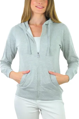 ToBeInStyle Women's Thin Fabric Long Sleeve Kangaroo Pocket Zip Up Hoodie