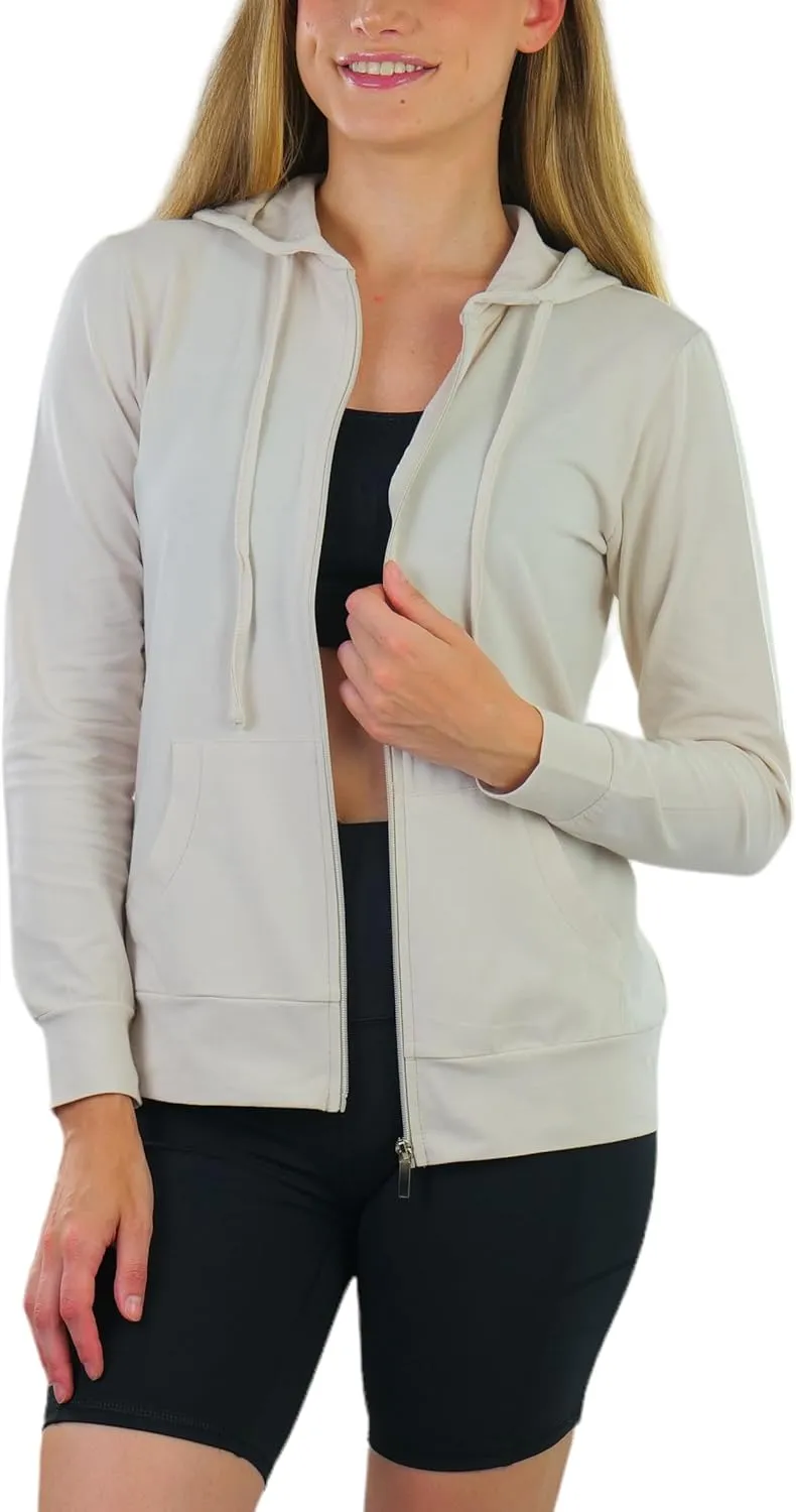 ToBeInStyle Women's Thin Fabric Long Sleeve Kangaroo Pocket Zip Up Hoodie