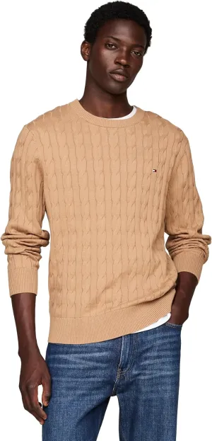 Tommy Hilfiger Men's Cable Knit Crewneck Sweater Lightweight Pullover