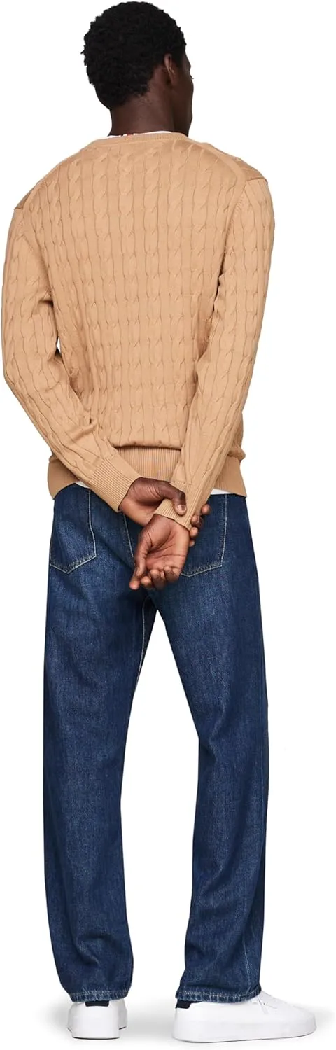 Tommy Hilfiger Men's Cable Knit Crewneck Sweater Lightweight Pullover