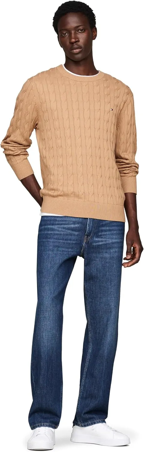 Tommy Hilfiger Men's Cable Knit Crewneck Sweater Lightweight Pullover