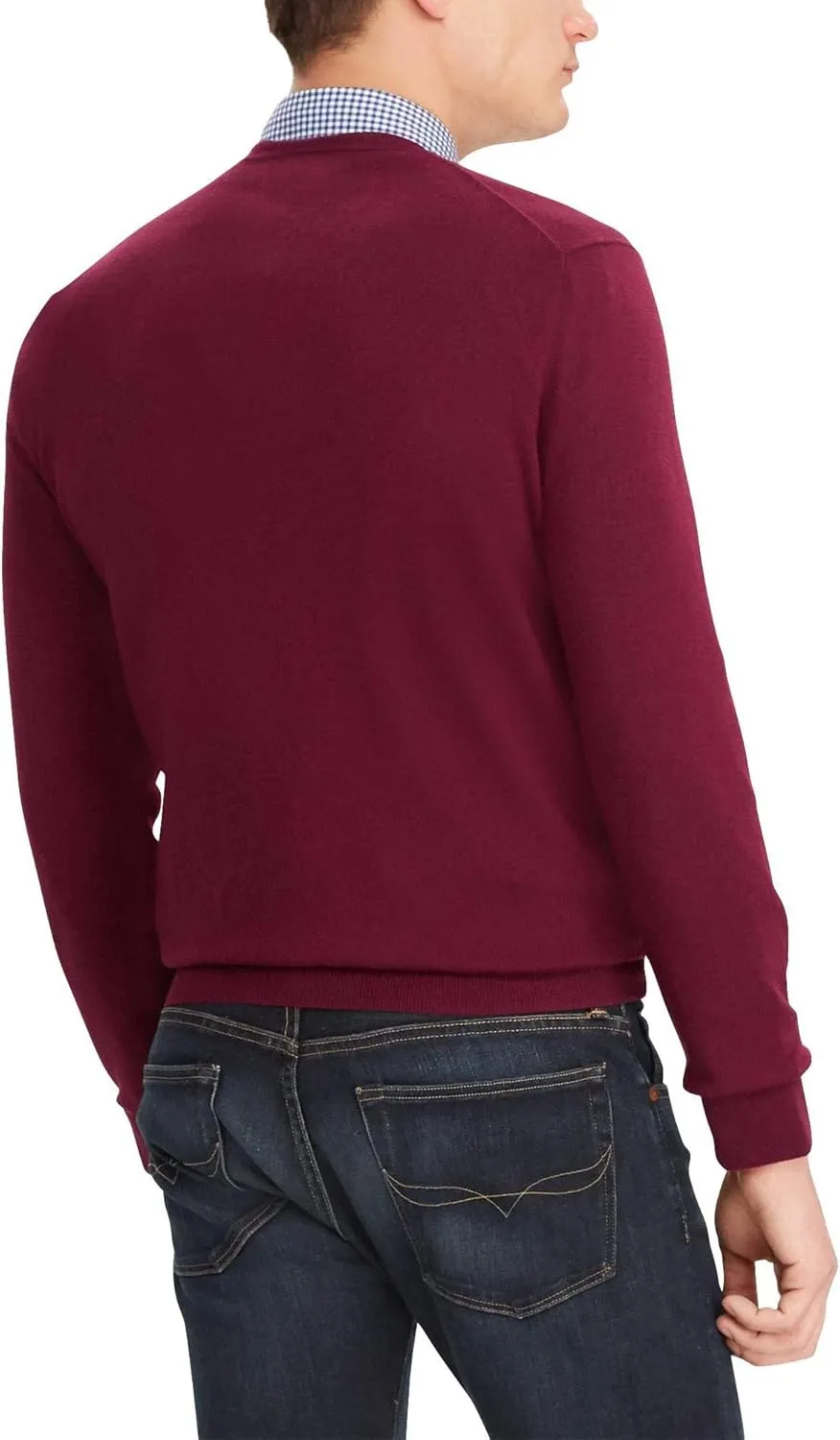 Tommy Hilfiger Men's Cotton V Neck Sweater, Burgandy