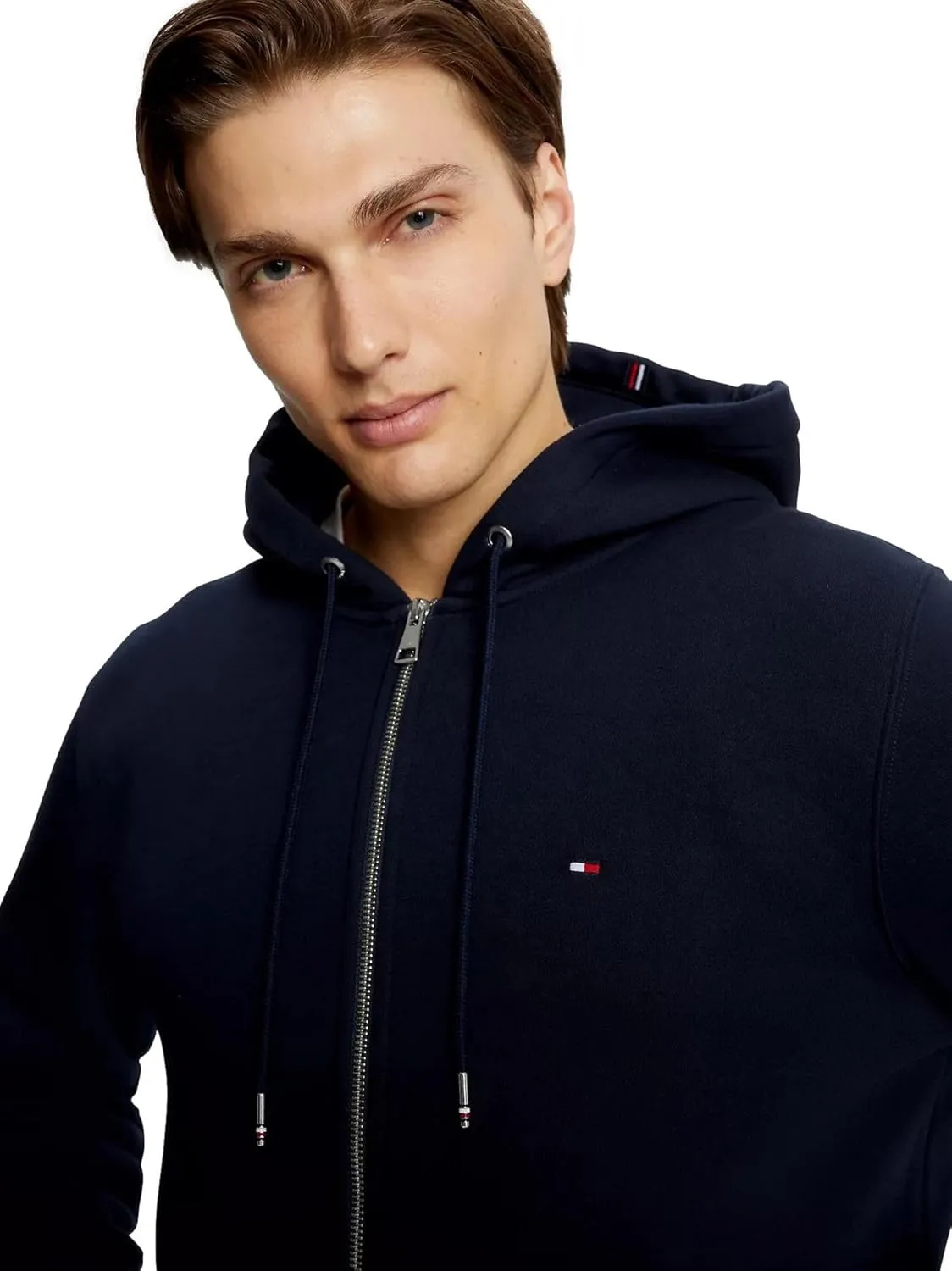 TOMMY HILFIGER Men's Signature Fleece Zip Up Hoodie Sweatshirt 2025 Collection