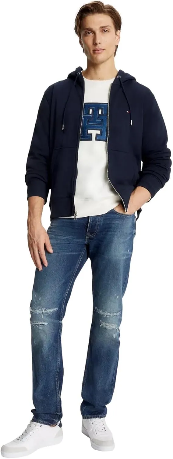TOMMY HILFIGER Men's Signature Fleece Zip Up Hoodie Sweatshirt 2025 Collection