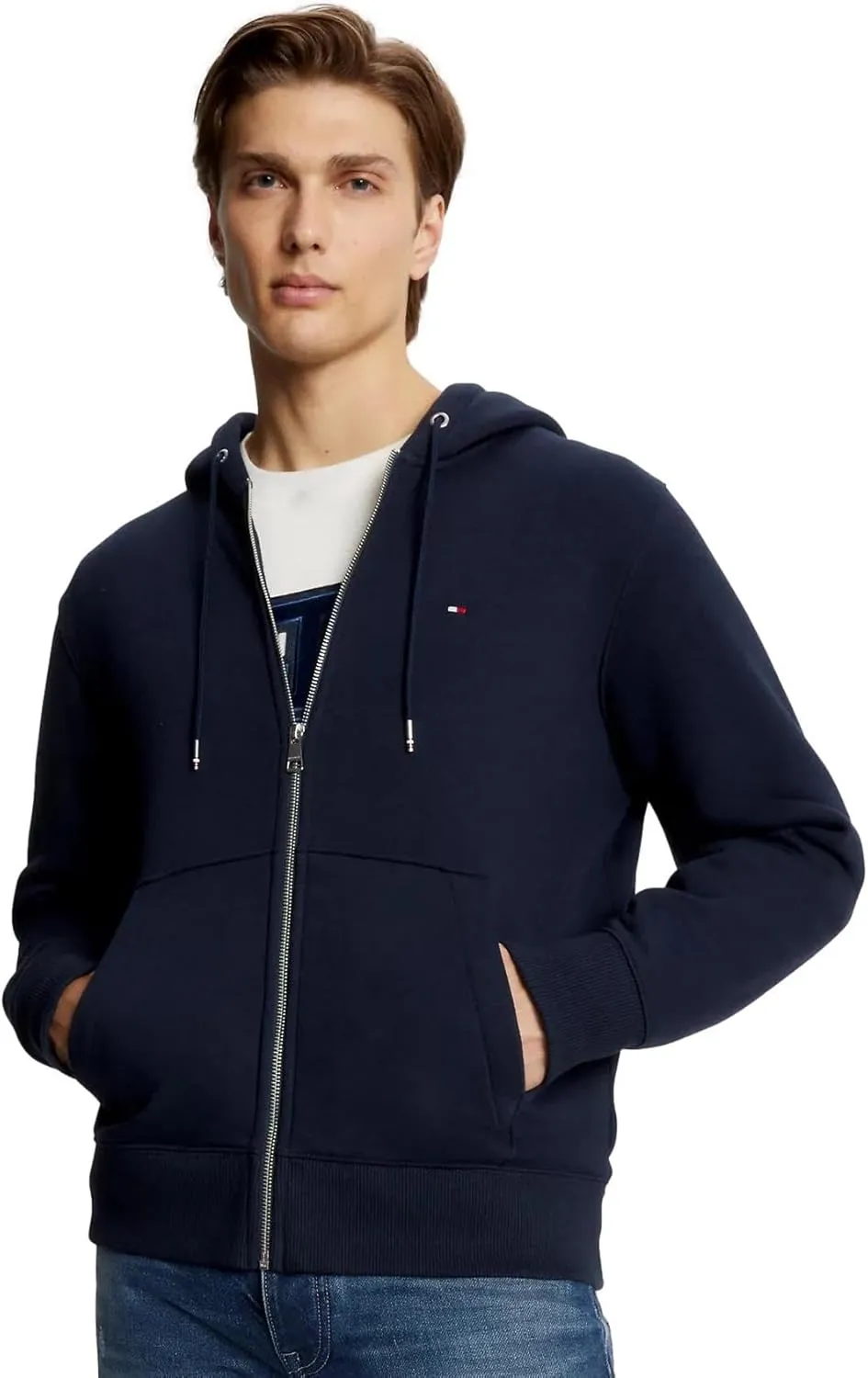 TOMMY HILFIGER Men's Signature Fleece Zip Up Hoodie Sweatshirt 2025 Collection