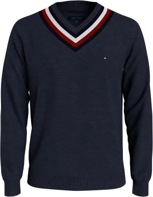 Tommy Hilfiger Men's Stripe V Neck Sweater