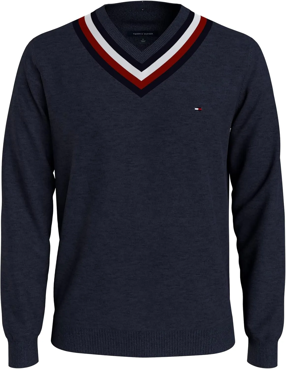 Tommy Hilfiger Men's Stripe V Neck Sweater