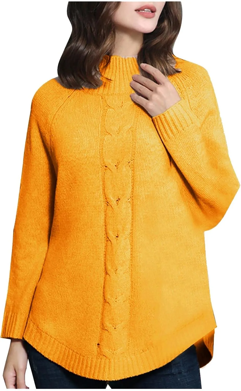tuduoms Womens Turtleneck Oversized Cozy Sweater Long Sleeve Casual Loose Pullover Chunky Cable Knit Tops Fall Winter Fashion